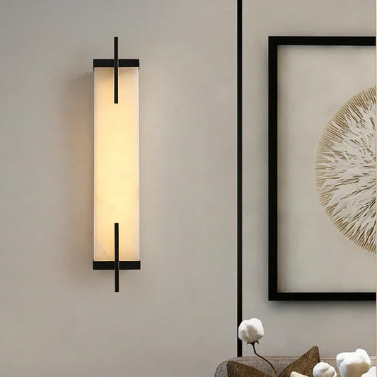 OUTELA Brass Wall Light LED Modern Luxury Marble Sconces Fixture Indoor Decor for Home Bedroom Living Room Corridor