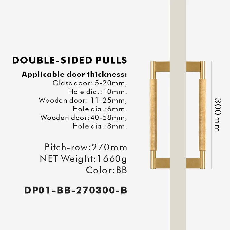 Nurlin Solid Brass Door Double Single Sided Cross Knurled Kitchen Refrigerator Appliance Closet Pull Bar Wood Gate Glass Door