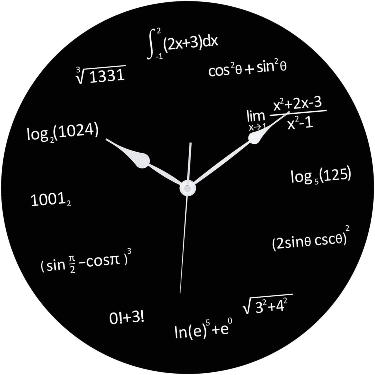 Vintage math equations wall clock with non-ticking mechanism, ideal for kitchens, homes, schools, and classrooms.