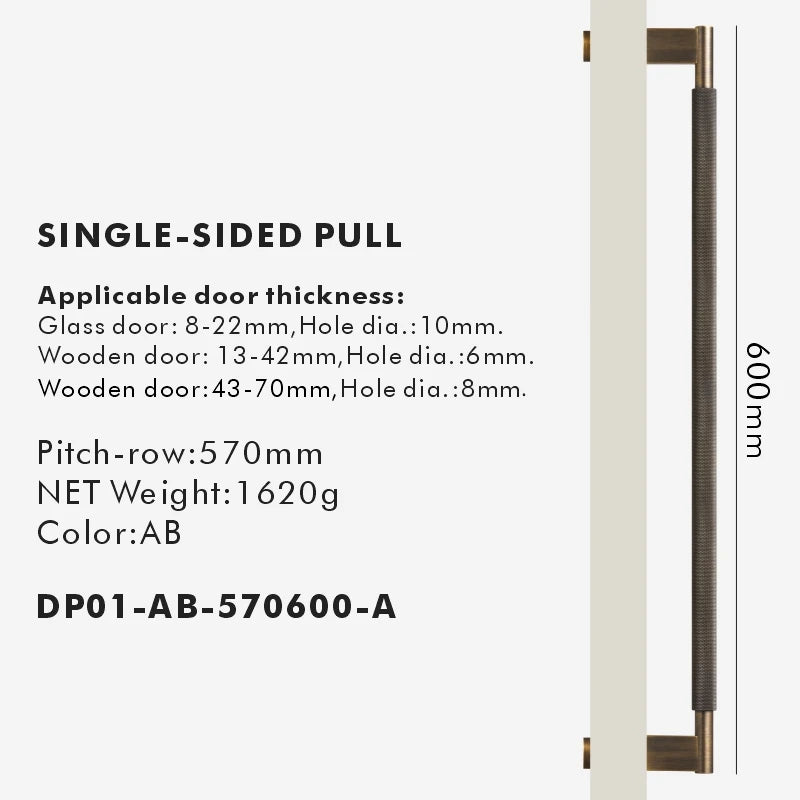 Nurlin Solid Brass Door Double Single Sided Cross Knurled Kitchen Refrigerator Appliance Closet Pull Bar Wood Gate Glass Door