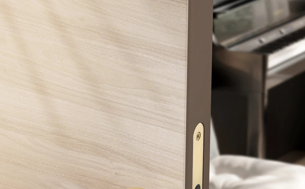 French door lock for indoor and household use, copper brushed matte wood door, split handle, bedroom silent lock