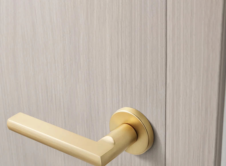 Golden luxury indoor bedroom door lock, silent wooden door lock, split matte brushed gold door lock