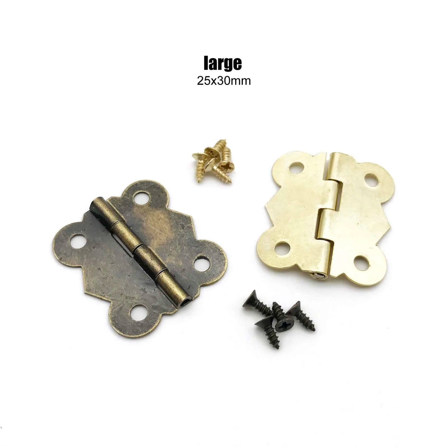 12pcs Small Heavy Duty Butterfly Shape Jewelry Chest Gift Wooden Music Box Wine Case Dollhouse Hinge with screws 2 color 3 size