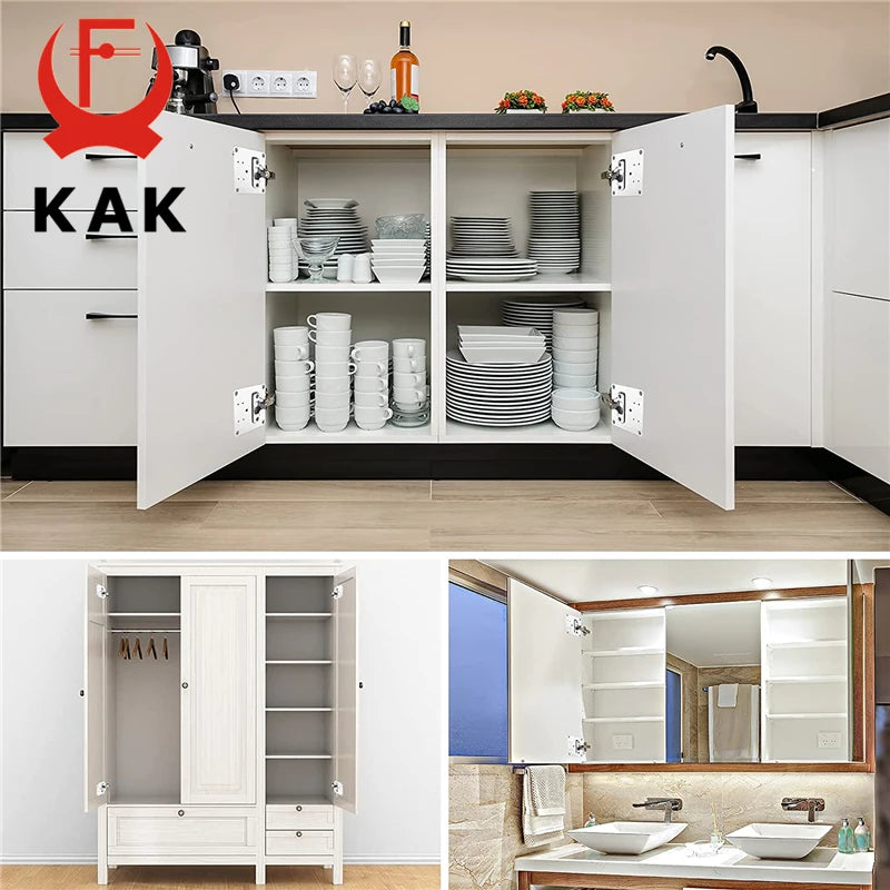 KAK 8pcs Hinge Repair Plate Brushed Stainless Steel Cabinet Hinge Fixing Plate Bracket Kit with Mounting Screws Door Hardware
