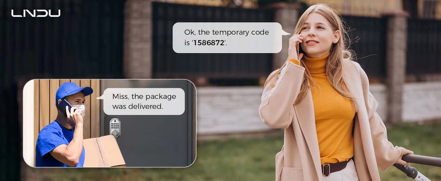 LNDU Smart Door Lock D280L Fingerprint Lock&Keypad Combination Lock All-in-One Intelligent Door Lock Waterproof Door Locks