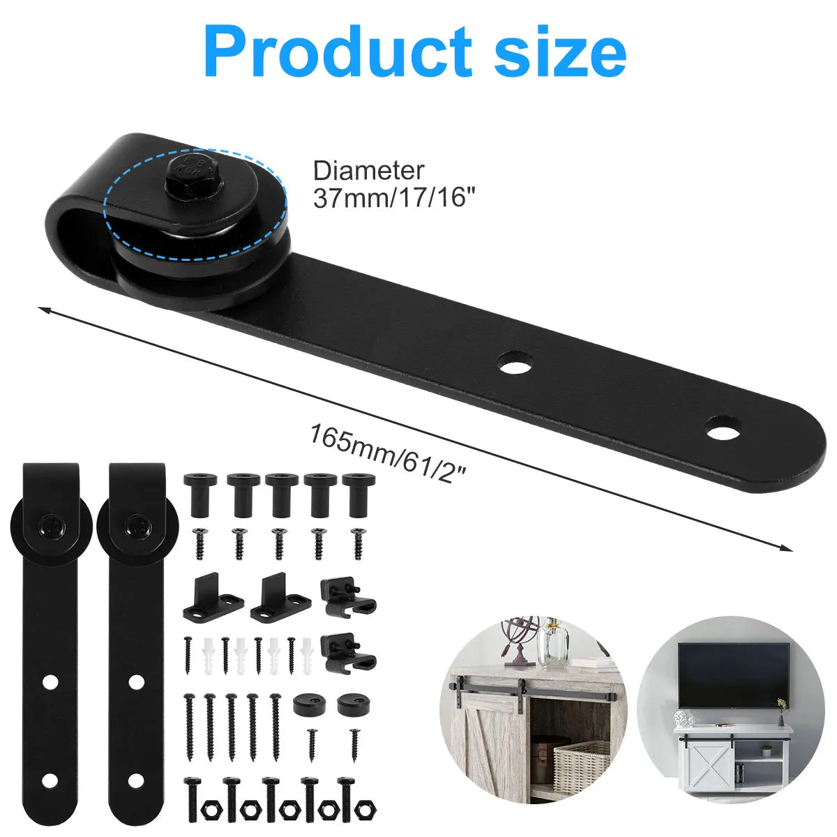 Sliding Barn Door Hardware Kit Smooth and Quiet Barn Door Track Easy to Install For 4/5”to 1-1/8”Wide Door Panel J Shape Hanger