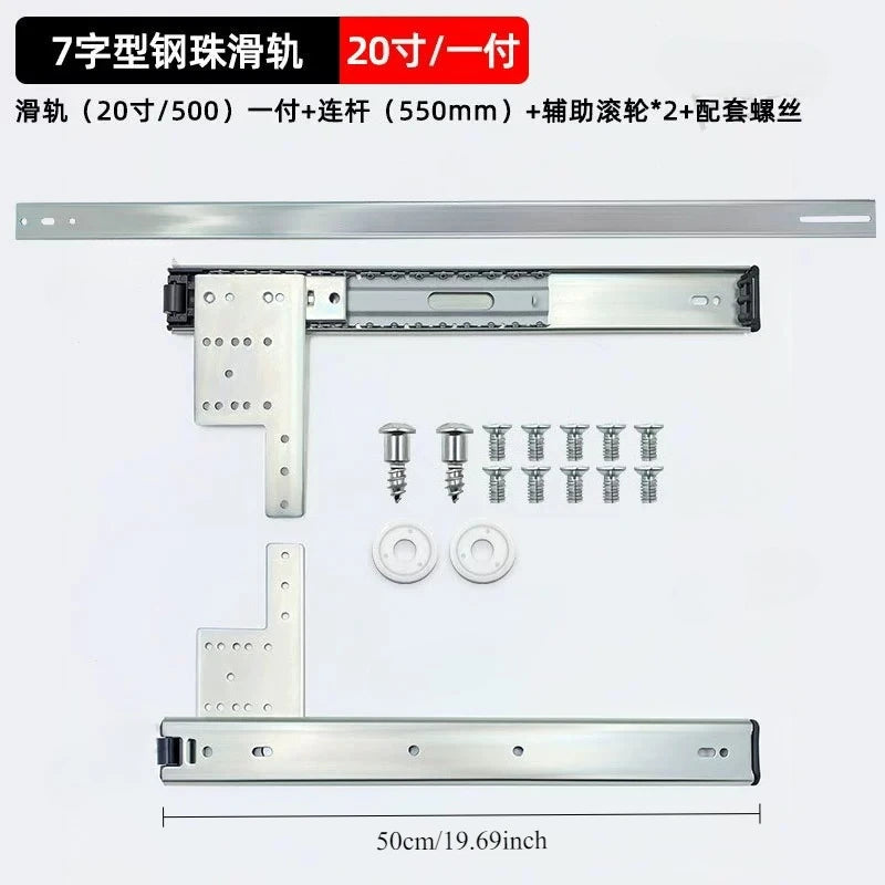 Hidden swing door slide rail Wardrobe wine cabinet TV cabinet door folding track save space Furniture hinge