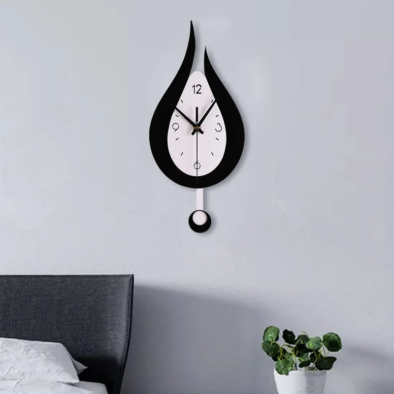 Waterdrop Swinging Wall Clock Acrylic Black and White Contrast Clock Home Living Room Bedroom Wall Decoration Clock