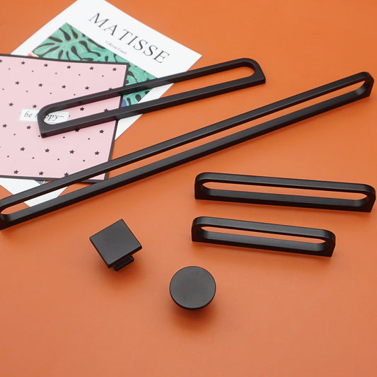 320mm Longer Alloy Furniture Handles Black Kitchen Cabinet Handle Hardware Round Square Single Hole Door Knobs Wardrobe Pulls
