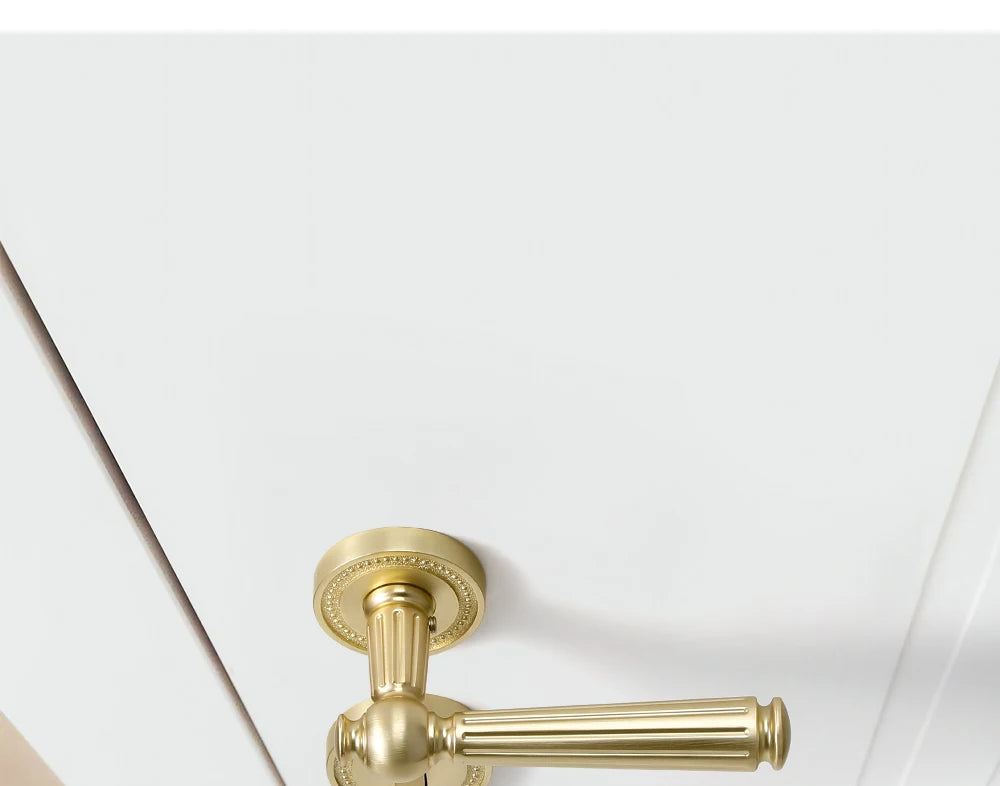French door lock for indoor and household use, copper brushed matte wood door, split handle, bedroom silent lock