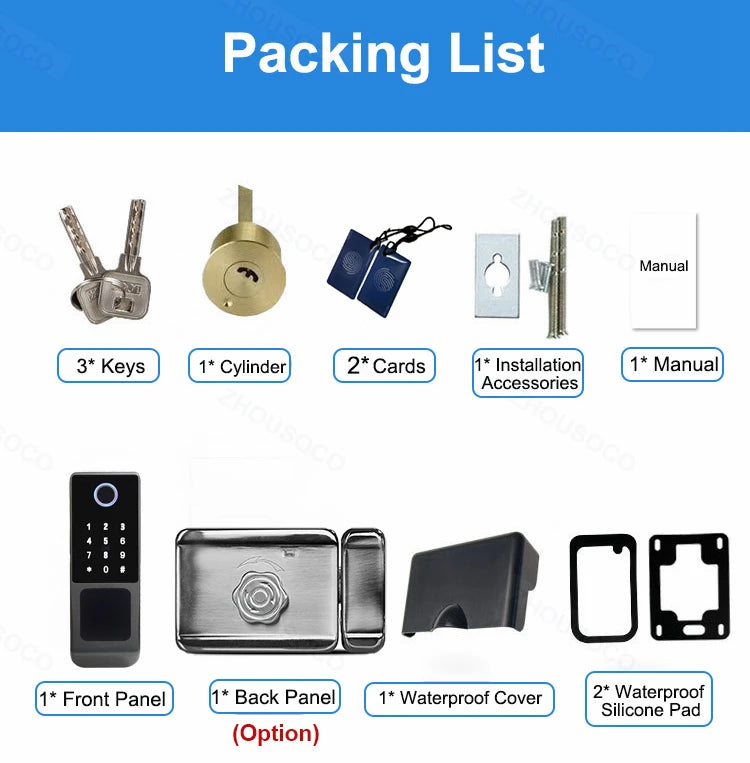 Fingerprint Lock Waterproof Tuya Wifi Remote Control Bluetooth TTLock App Card Digital Code Keyless Electronic Smart Door Lock