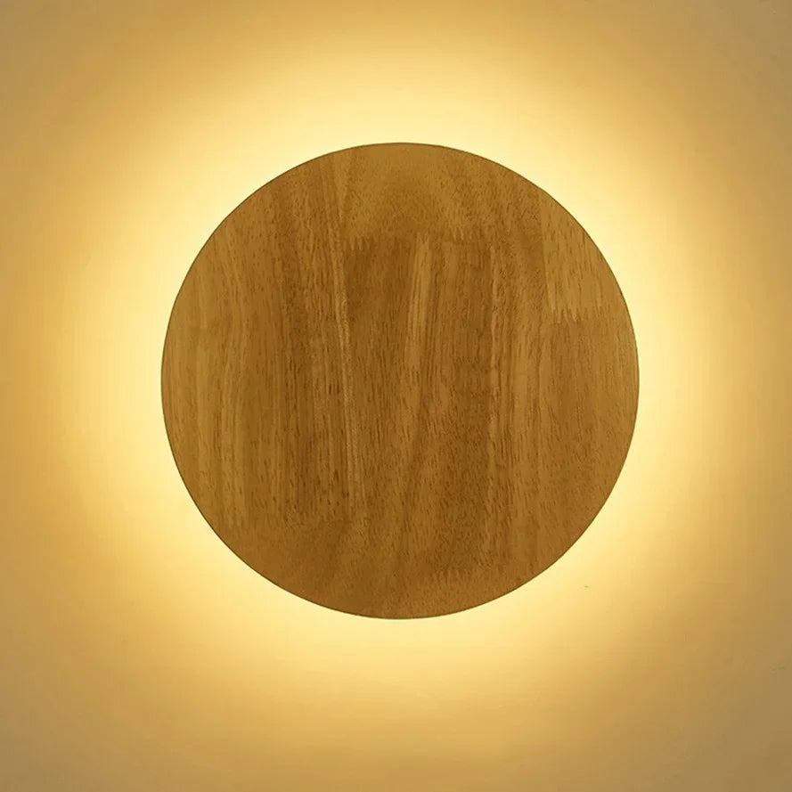 Warm white light from LED wooden lamp