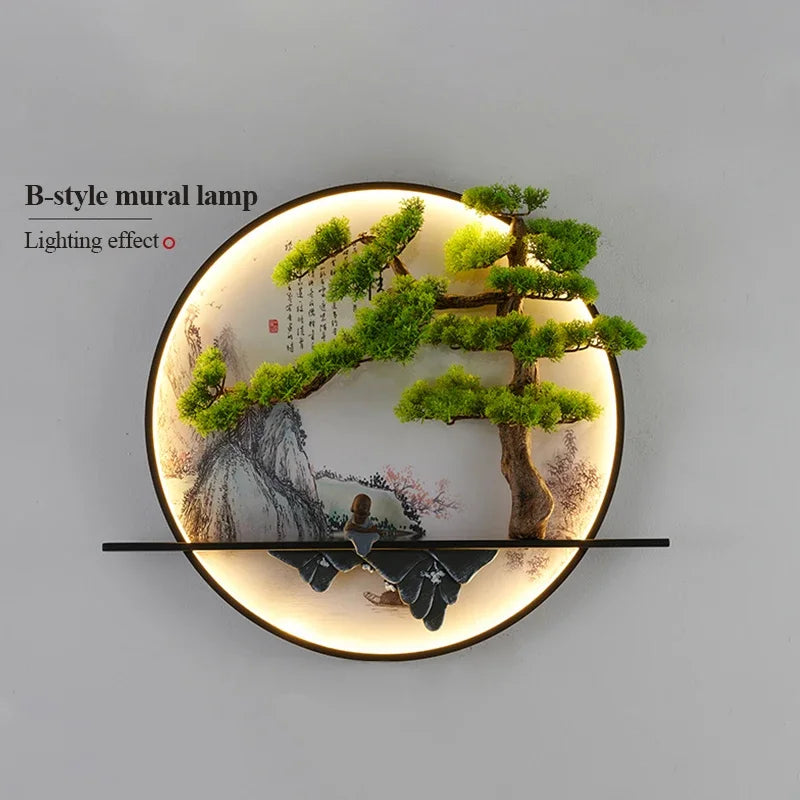 RONIN Modern Wall Picture Light Inside Creative Chinese Landscape Mural Sconces Lamp LED for Home Living Bedroom Study