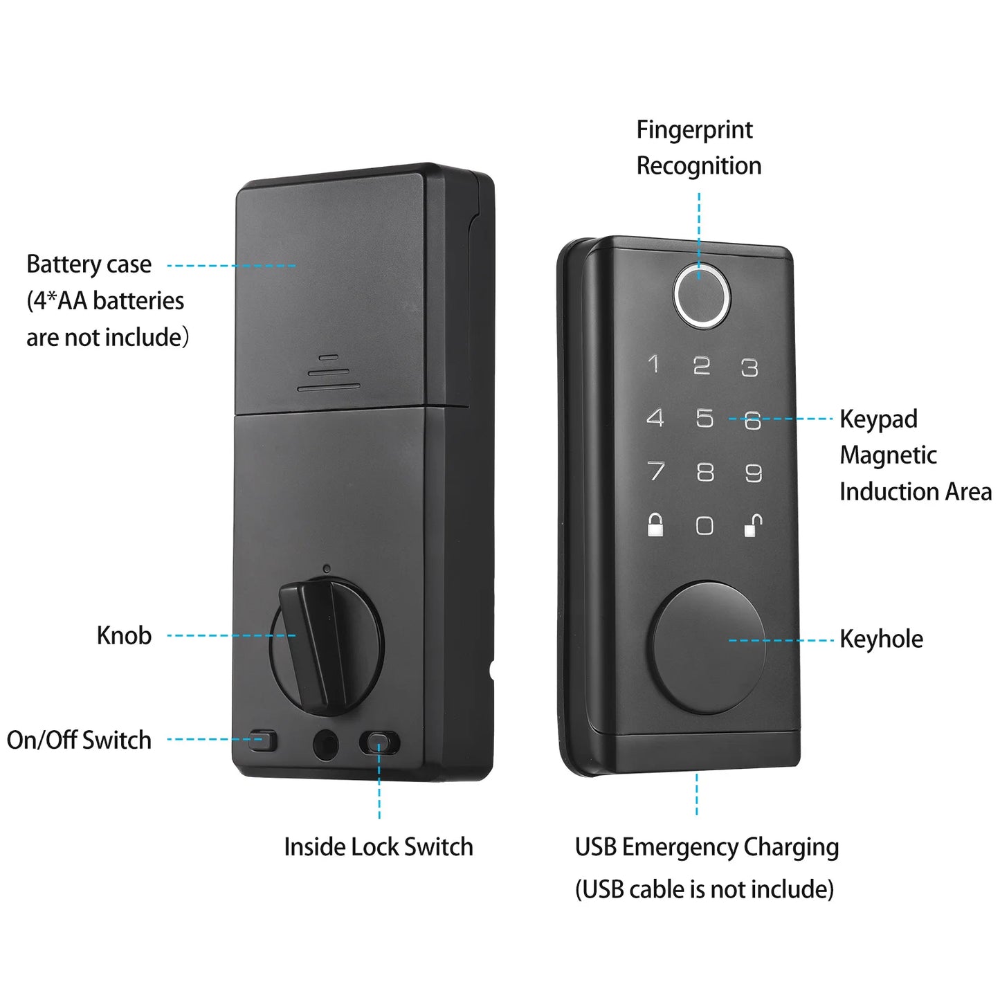 Smart Fingerprint Door Lock for Front Door Electronic Keyless Entry Door Lock Deadbolt with Handle Set Keypad Door Lock