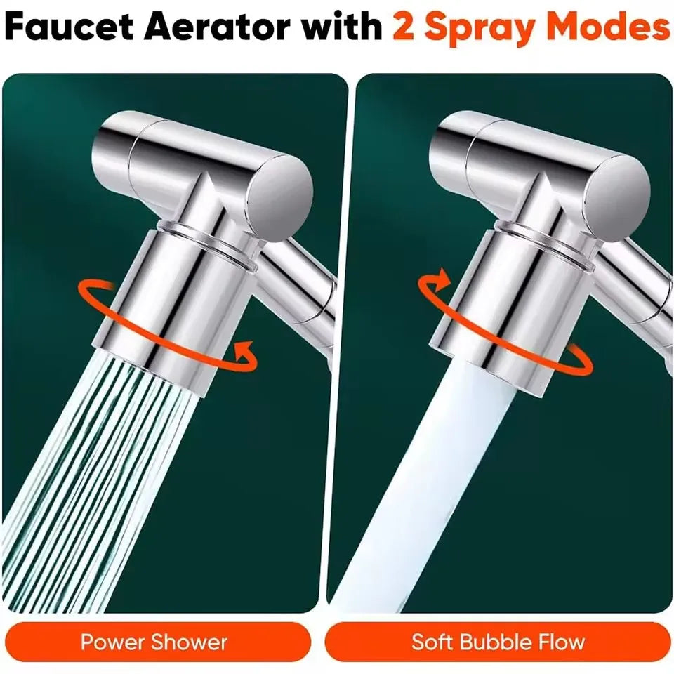 New Metal 1440 °Retractable Universal Robotic Arm Swivel Extension Faucet Aerator Kitchen Sink Faucet Extender 2 Water Flow Mode