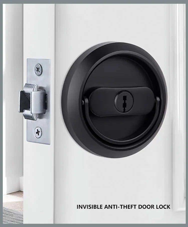 304 Stainless Steel Invisible Door Lock Hidden Lock Invisible Lock Background Wall Sliding Door Lock Double Hook Anti-theft Lock
