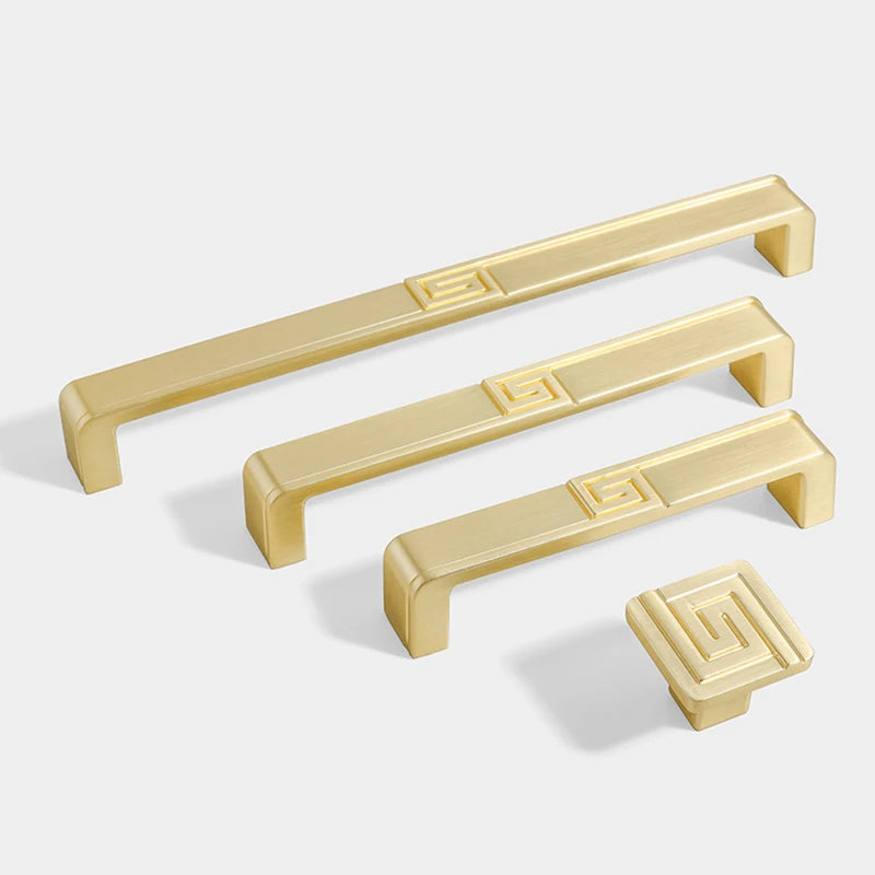 AOBT Brass Furniture Handles Nordic Fresh Chinese American Gold/Black/Bronze Cabinet Door Drawer Wardrobe Dresser Pulls Knobs