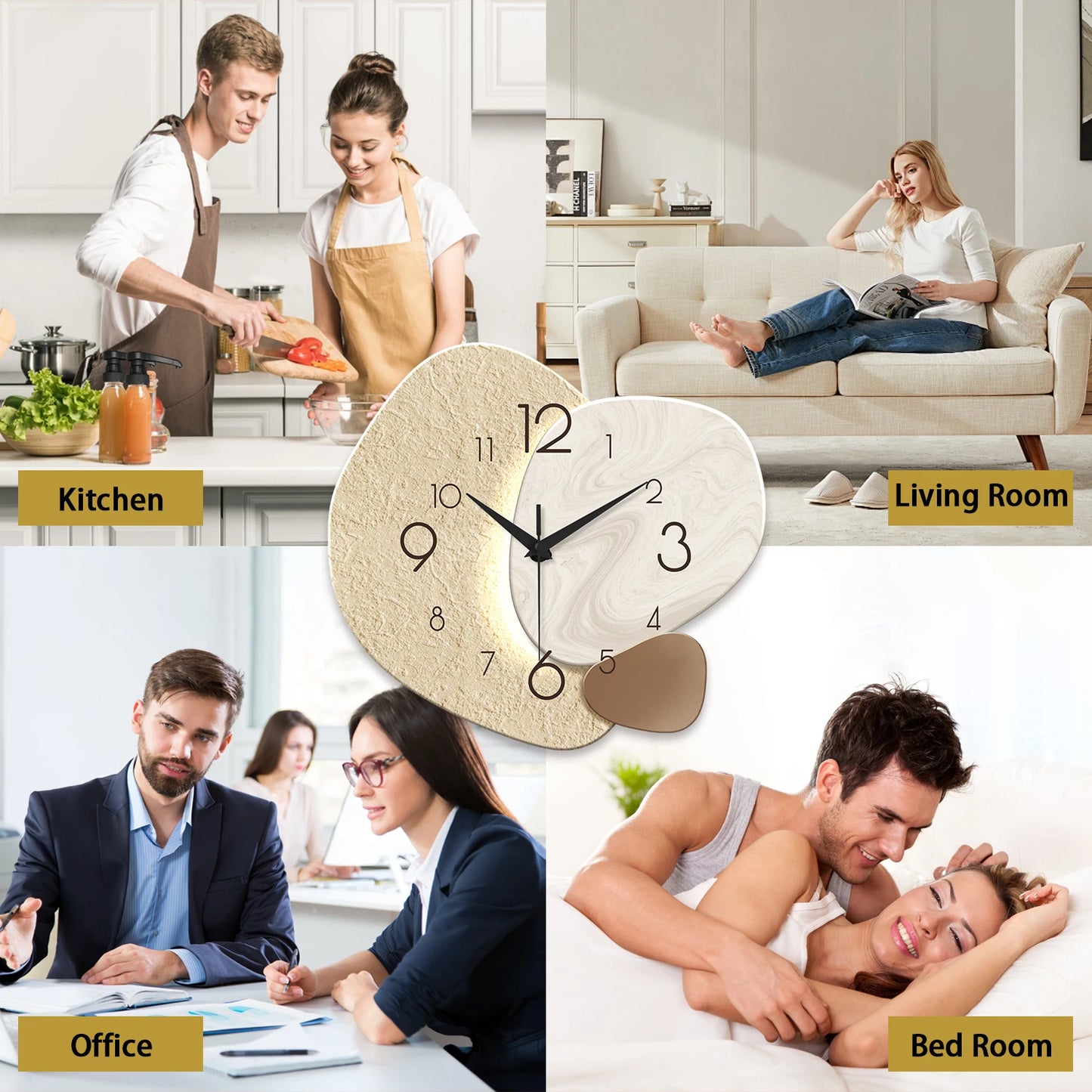 Modern Simple Wall Clock, Silent Quartz Clock, Bedroom Clock Living Room Sofa Background Decoration Wall Clock, No Battery