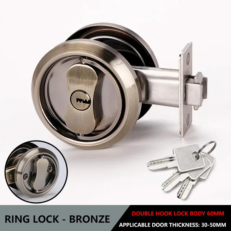 304 Stainless Steel Invisible Door Lock Hidden Lock Invisible Lock Background Wall Sliding Door Lock Double Hook Anti-theft Lock