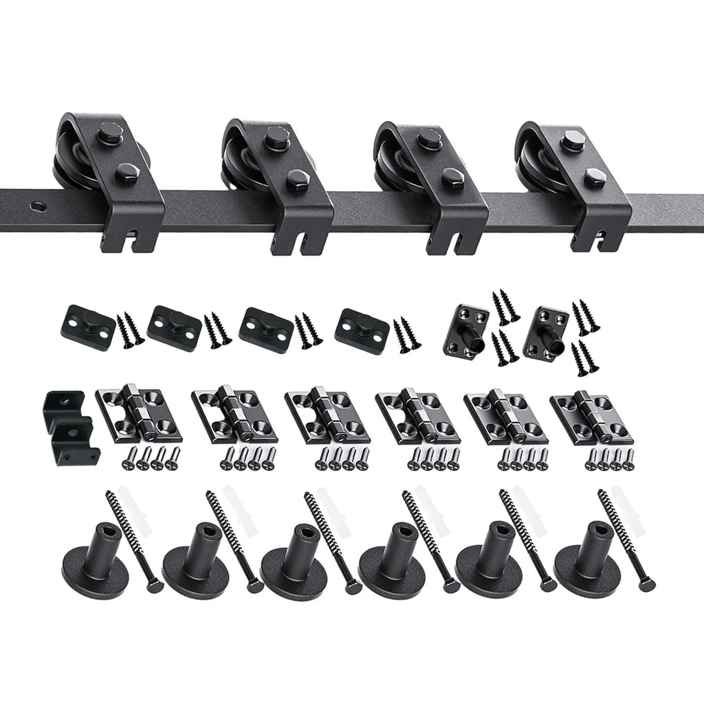 Carbon Steel Door Track Kit for 24"-72" 2/4-Door Choosing Sliding Barn Door Hardware Kit