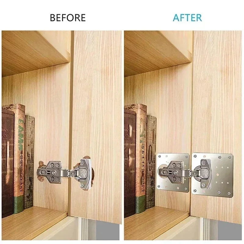 Cabinet Hinge Repair Plate Kit Stainless Steel Furniture Drawer Door Hinge Mounting Plate with Screw Flat Fixing Brackets Tools