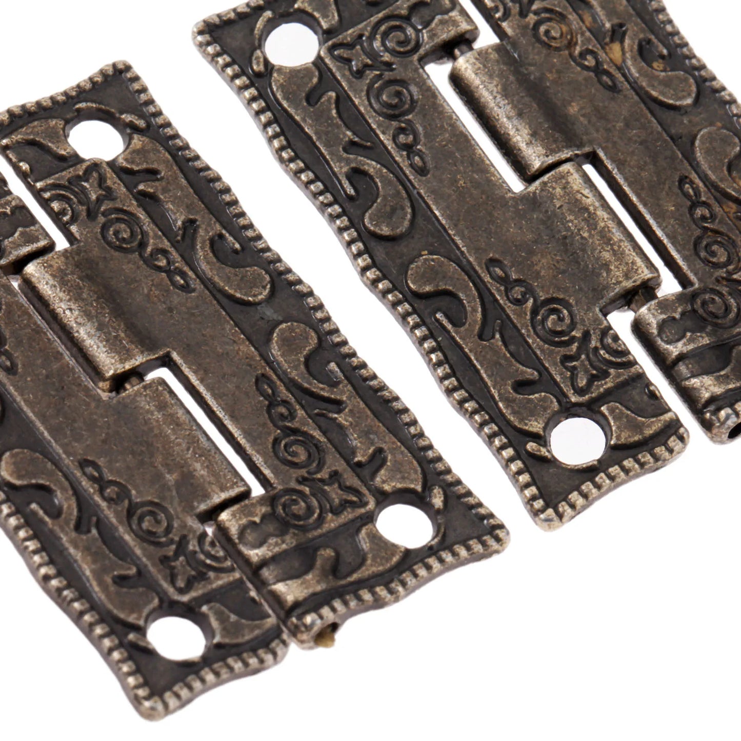 10pcs 35*23mm Decorative Mini Hinge For Jewelry Wooden Box Antique Bronze Hinges Cabinet Door Drawer Furniture Hardware + Screws