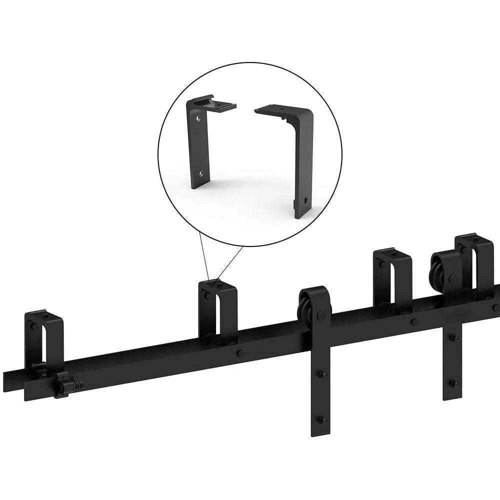 CCJH Bypass Barn Door Slides Hardware Kit Sliding Door Hanging Rail System T Shaped Roller Track for Double Door Save Space
