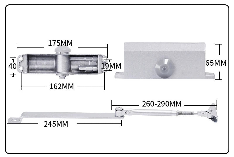 KAK Automatic Door Closer 2 Spring Hydraulic Buffer Adjustable Door Stopper Speed Mute Closing For 25 to 80KG Door Hardware