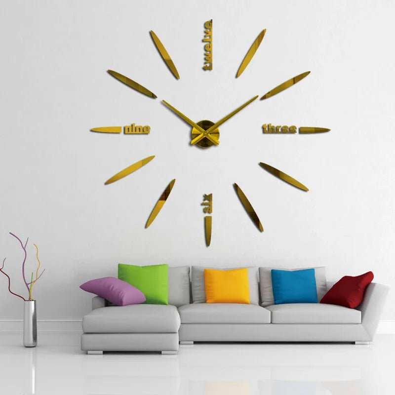New fashion 3d wall clock reloj de pared quartz watch brief diy clocks living room large stickers decorative horloge murale