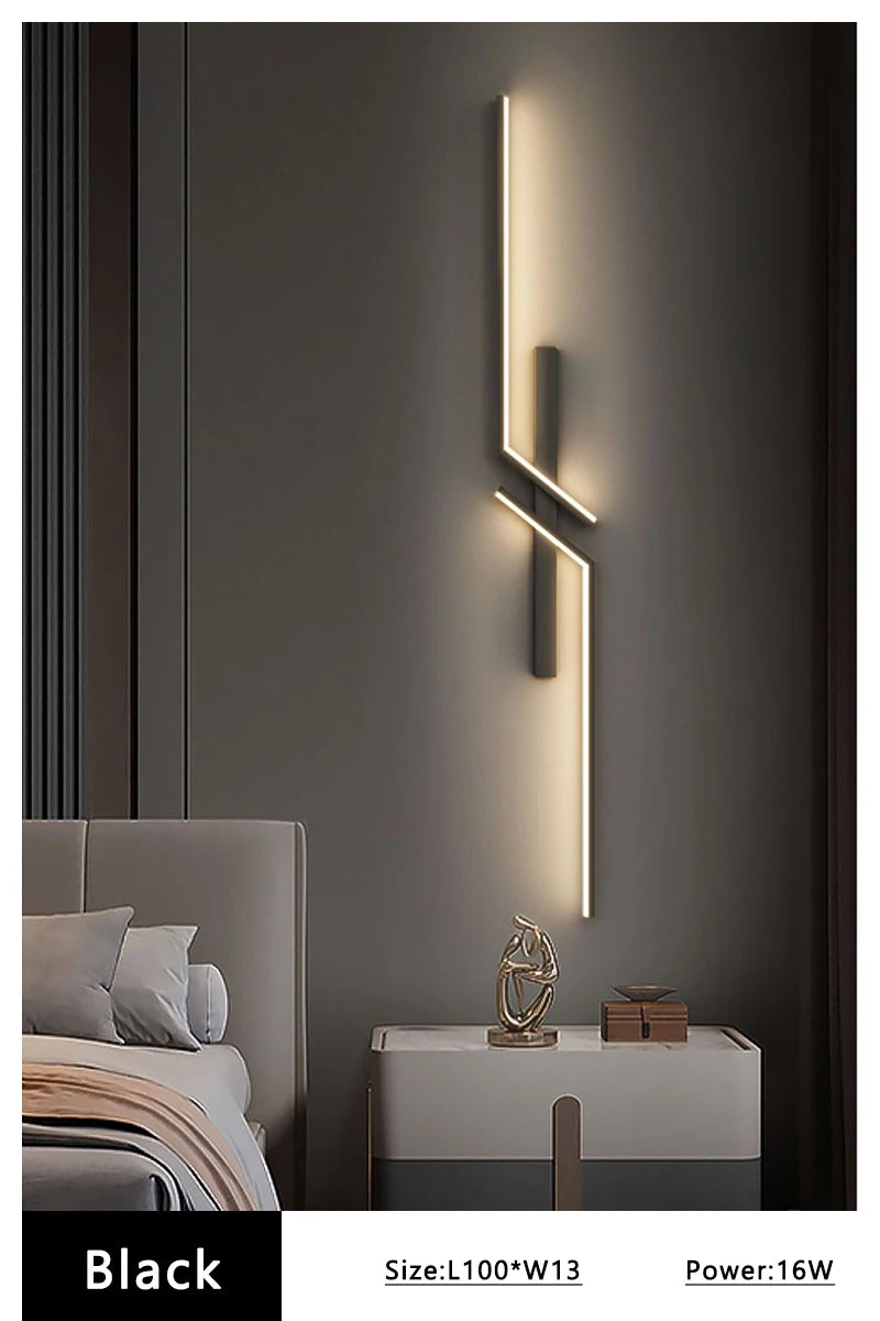 Modern LED Wall Lamp Minimalist Led 13W-18W Light Bedroom Bedside Long Strip Wall Sconces Living Room Home Indoor Lighting