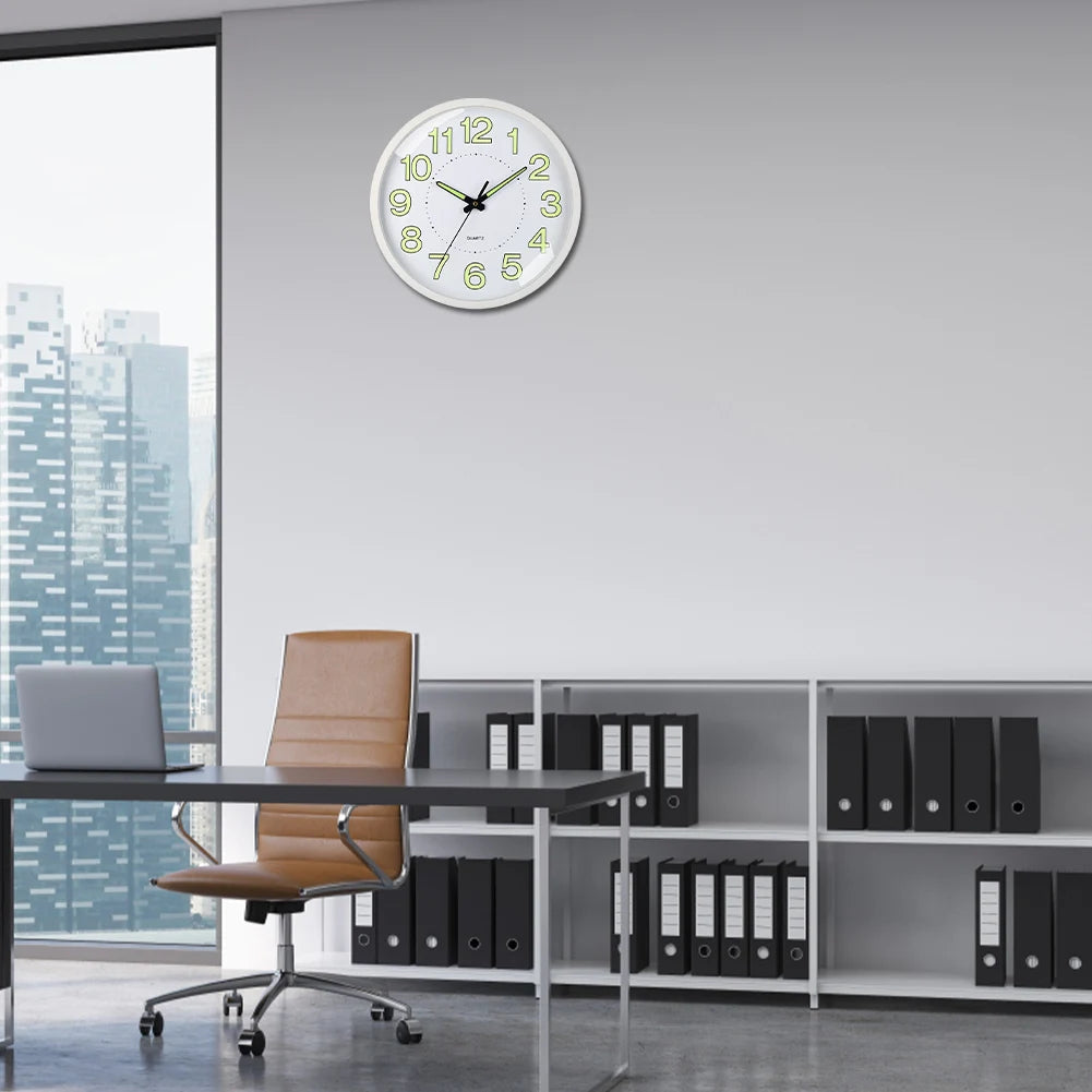 12inch Luminous Wall Clock Non-Ticking Silent Quartz Clock Energy-Absorbing Glow in The Dark Wall Time Clock for Bedroom Office