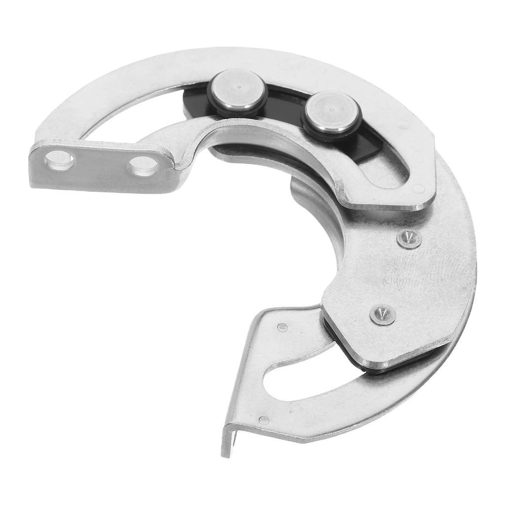 Curved stainless steel concealed cabinet hinge with swivel side for sliding doors, 90-degree rotation, heavy-duty industrial hardware.