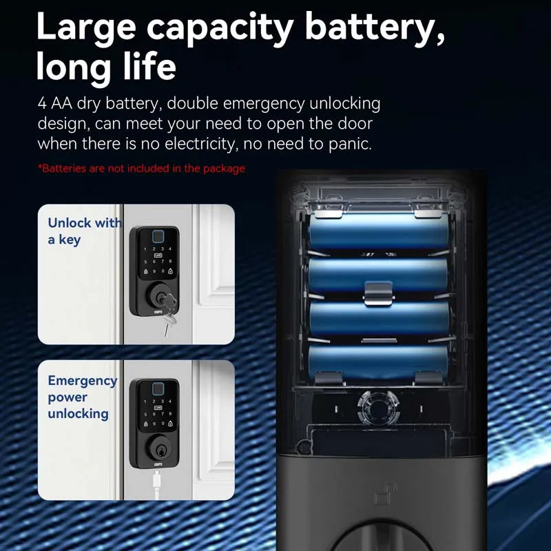 XSDTS Entry Smart Door Lock IC Card Key/Password/Fingerprint Tuya Smartlife APP Unlock Front Door Smart Lock Deadbolt