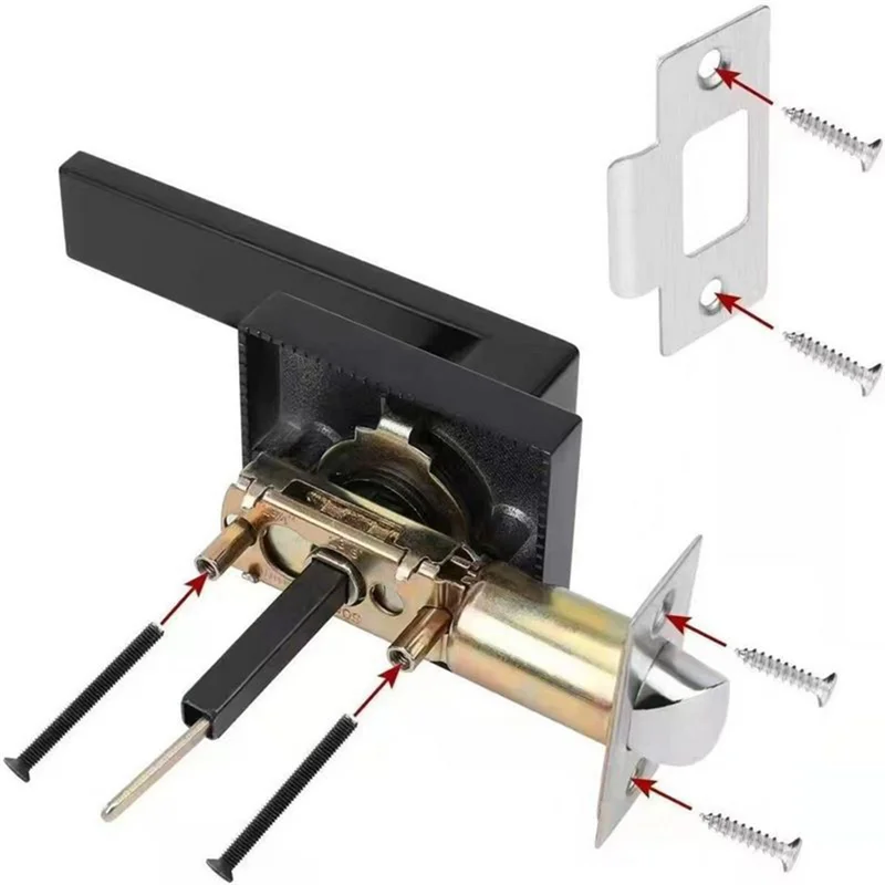 Premium Matte Black Door Lever with installation screws and latch, showcasing modern design and durable construction.