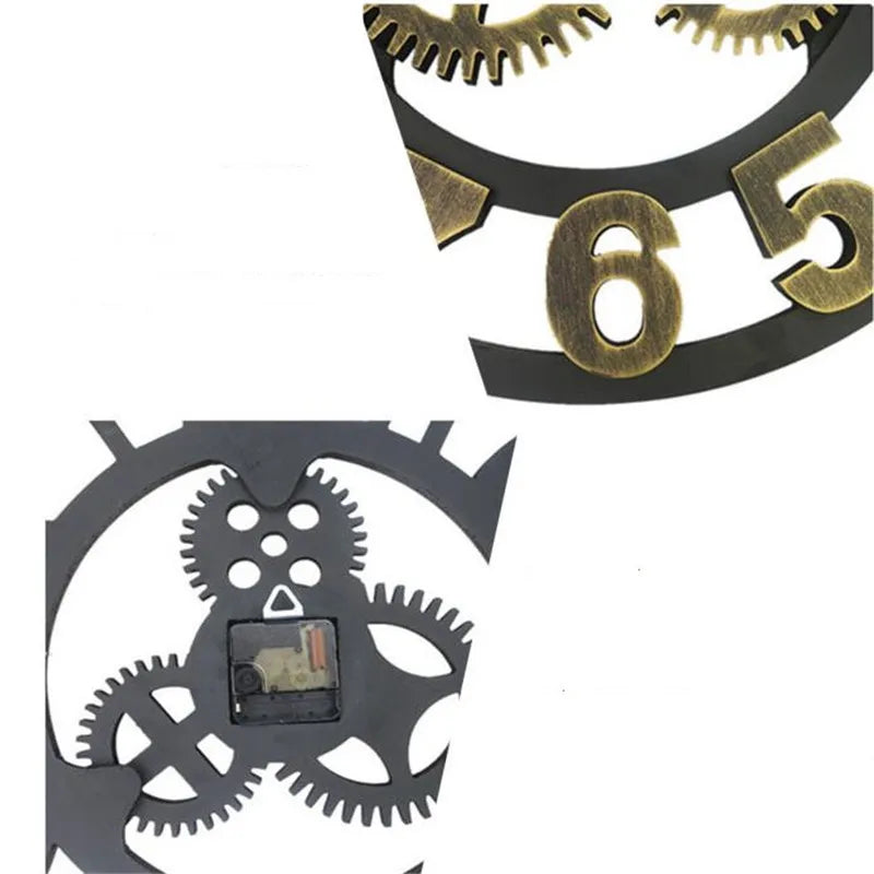 Retro Industrial Style Wall Clock European Wood Home Wall Watch Decorative For Living Room Office Bar Wall Art Decor Horologe