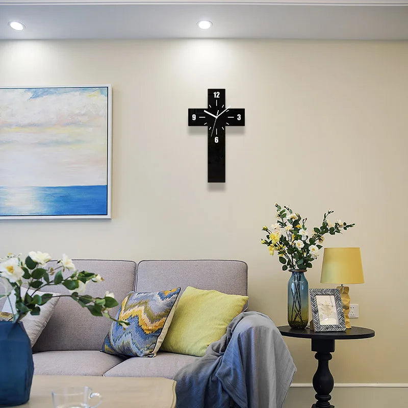 Creative Cross Clock Pendant Silent Suitable for Home Decoration Wall Decoration Halloween Room Decoration