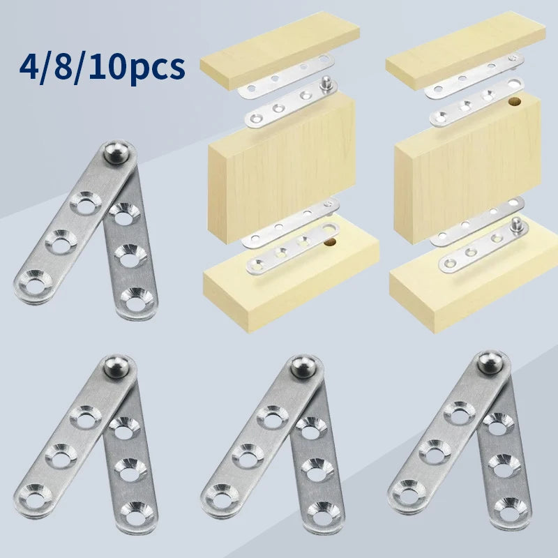Set of 4/8/10pcs rotating hinges for wardrobes and cabinet doors, showcasing metal construction and pivot design.