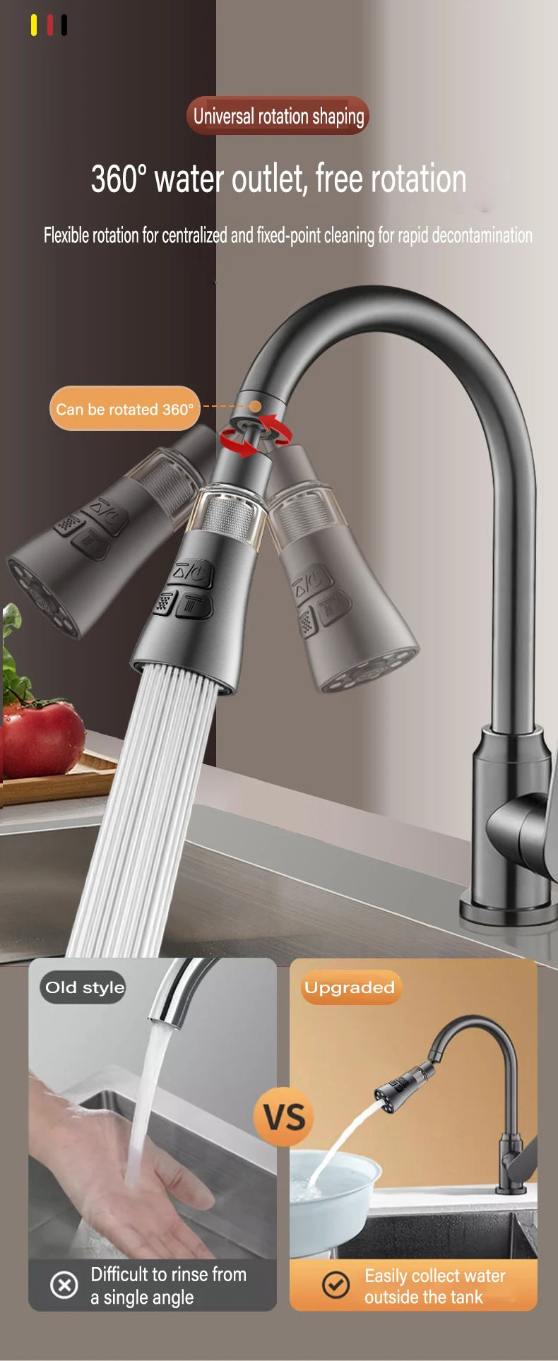Kitchen Faucet Extender With Filter Function Universal 360° Rotate Aerator Splash Filter Washbasin Faucet Bubbler Nozzle Aerator