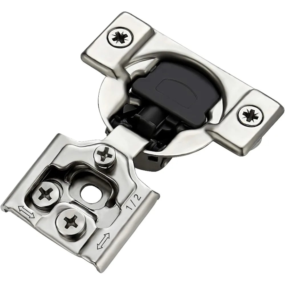 60 Pack (30 Pairs)Overlay Soft Close Hinges for Kitchen Cabinets - Satin Nickel Hidden Concealed Hinge, Stainless, Self Closing