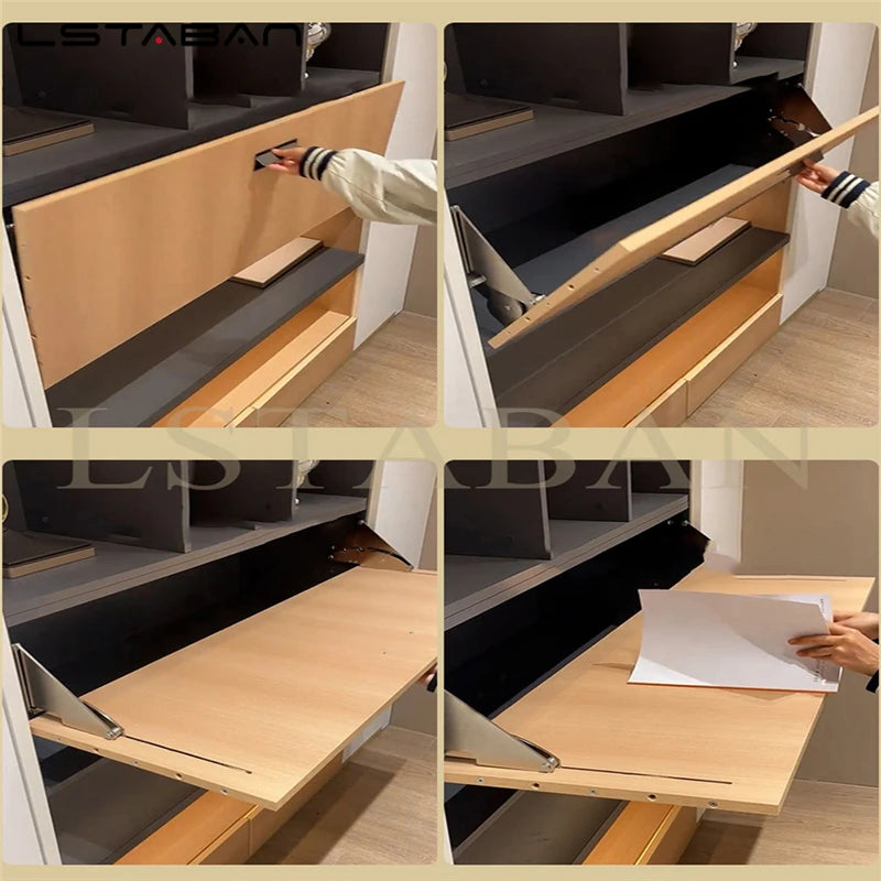 Downward Flipping Cabinet Door Support 80kg Stainless Steel Bracket Desk Flip Table Top Connection Pull-Down Hinge