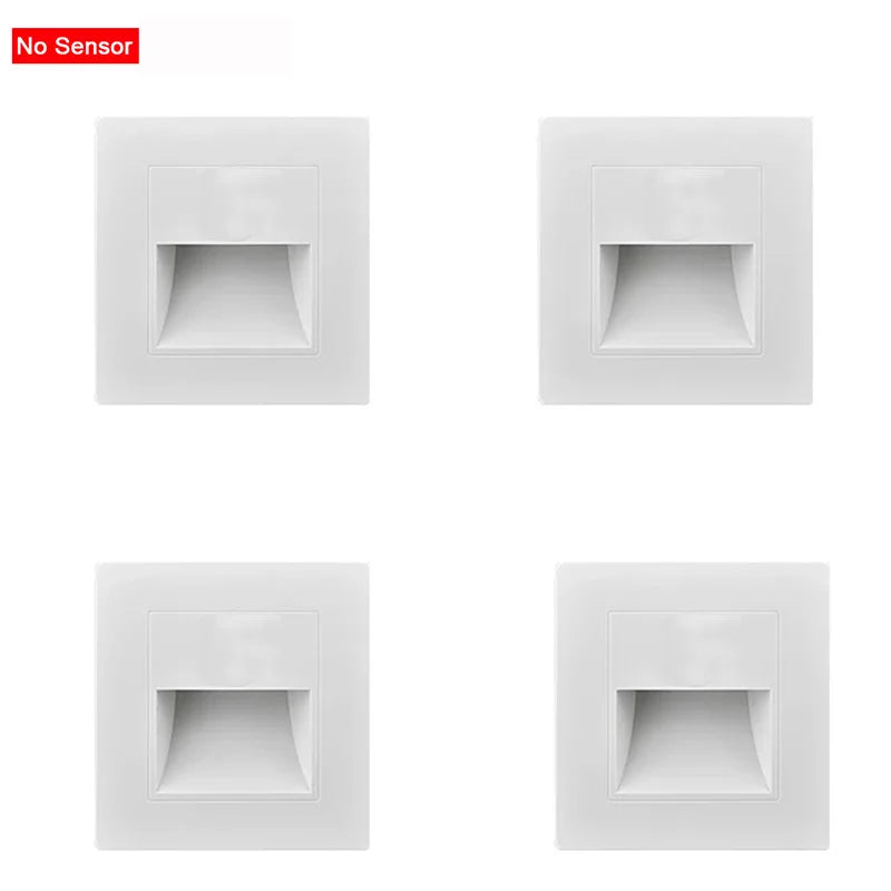 PIR Motion Detector Light Sensor led lights AC 110V-240V Recessed staircase bedroom wall lamp led night light