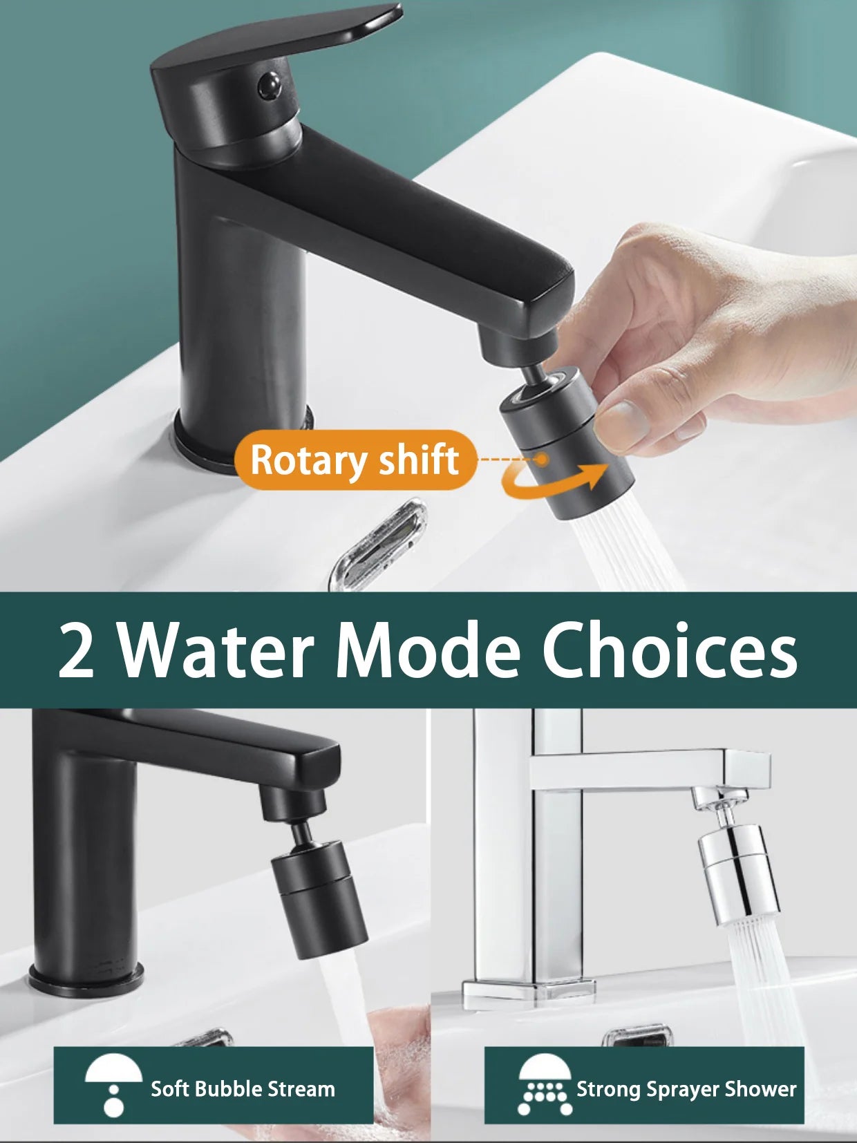 Kitchen Faucet Spray Head Filter Adjustable 360° Rotary Splashback Tap Nozzle Bubbler Kitchen Sink Faucet Aerator Bathroom Fit