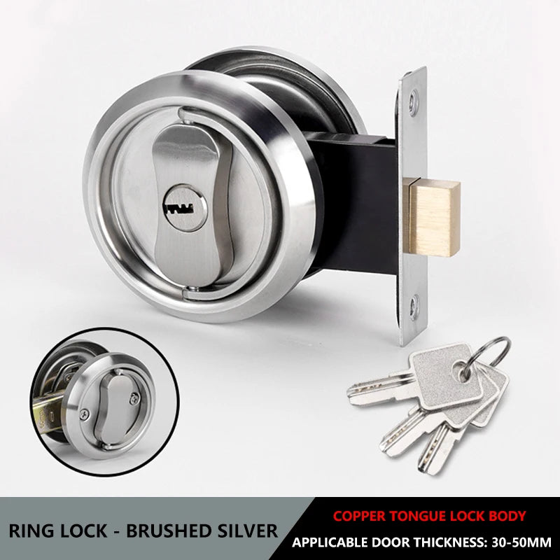 304 Stainless Steel Invisible Door Lock Hidden Lock Invisible Lock Background Wall Sliding Door Lock Double Hook Anti-theft Lock