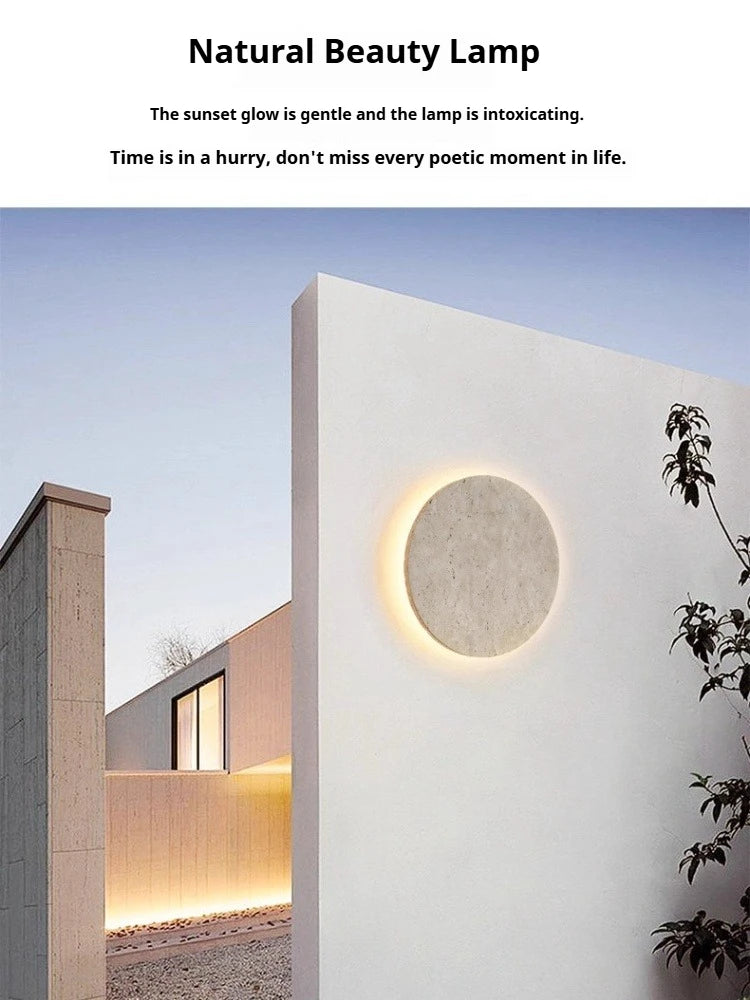 Wabi Sabi Guesthouse Courtyard Villa Outdoor Waterproof Yellow Cave Stone Wall Lights Dining Room Balcony Travertine Wall Lamps