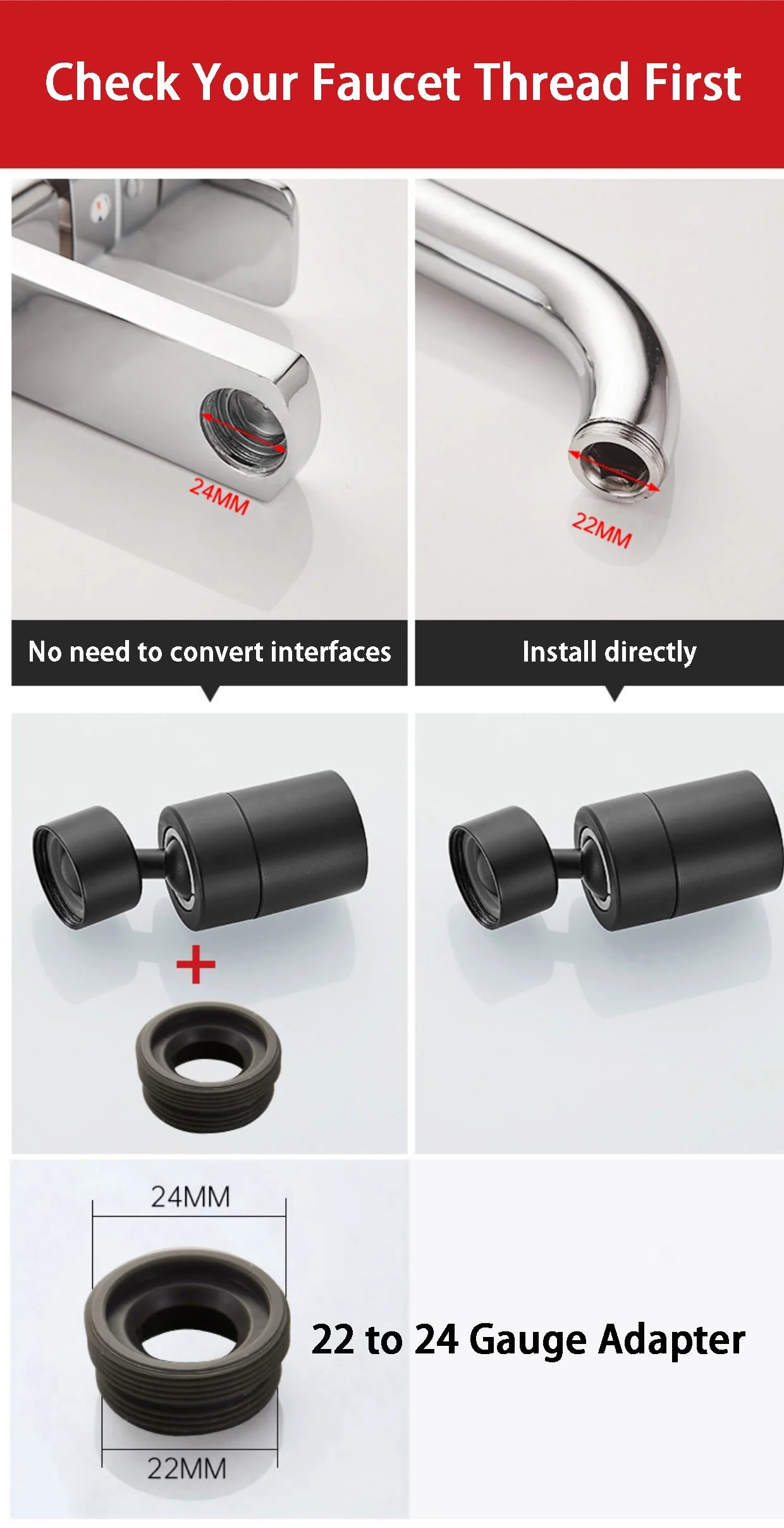 Kitchen Faucet Spray Head Filter Adjustable 360° Rotary Splashback Tap Nozzle Bubbler Kitchen Sink Faucet Aerator Bathroom Fit