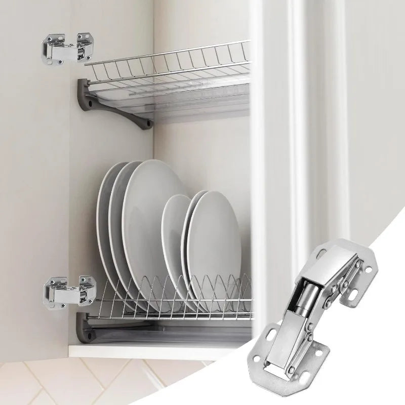 10/2PCS 90 Degree No-Drilling Hole Stainless Steel Cabinet Hinges - Buffer Hinge for Home Kitchen Furniture Hardware