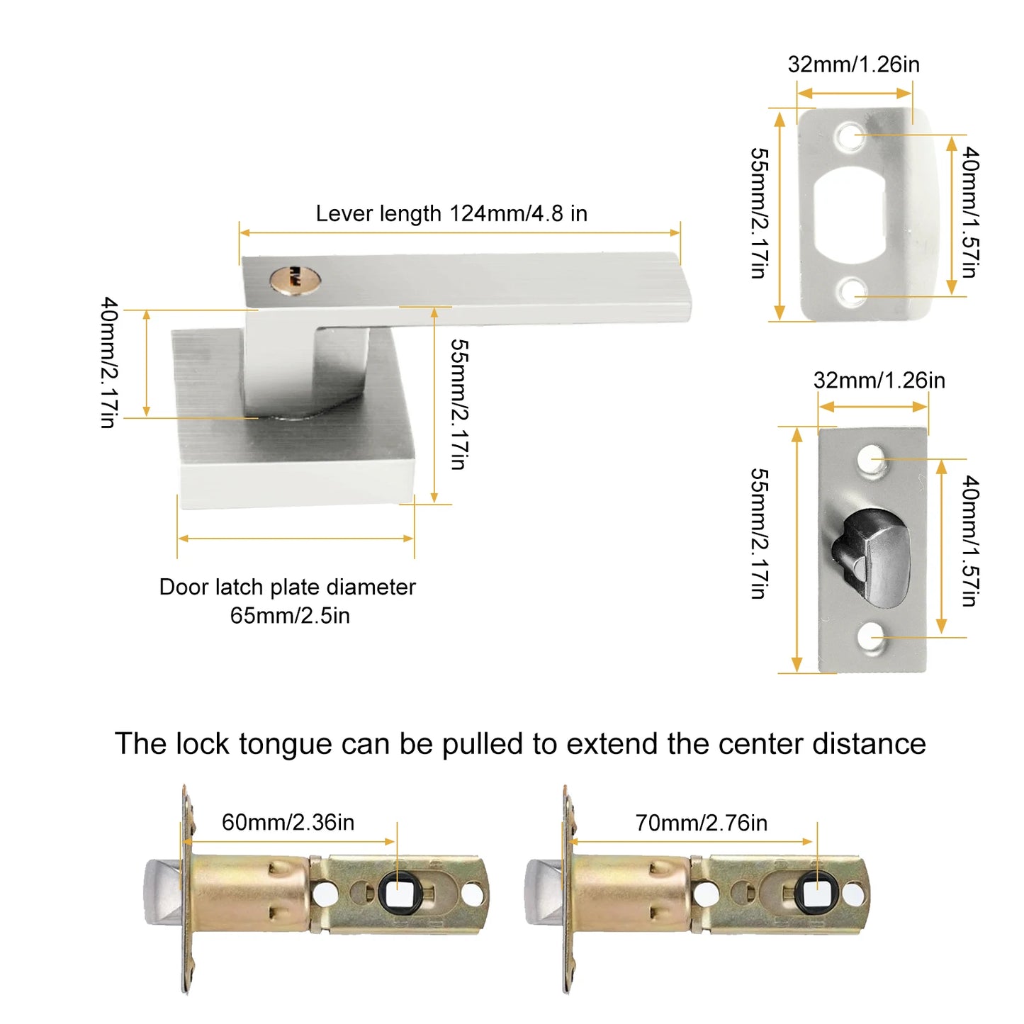 Door Lever Handle | Heavy Duty Door Lever Lock | 12 Pieces Anti-Theft Handlesets, Entrance Handle for Bedroom Closet