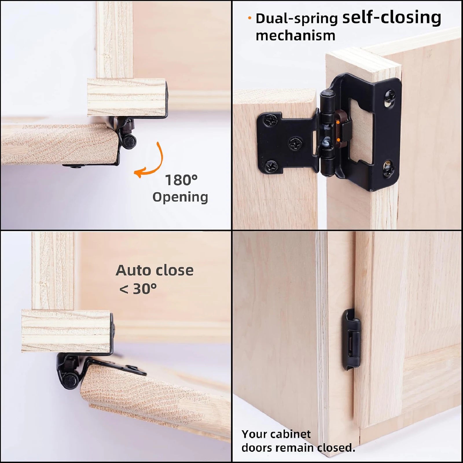 Viladepot 1/2" Cabinet Hinges 10PCS Hidden Sprung Kitchen Room Cabinet Hinges Matte Black Furniture Hardware