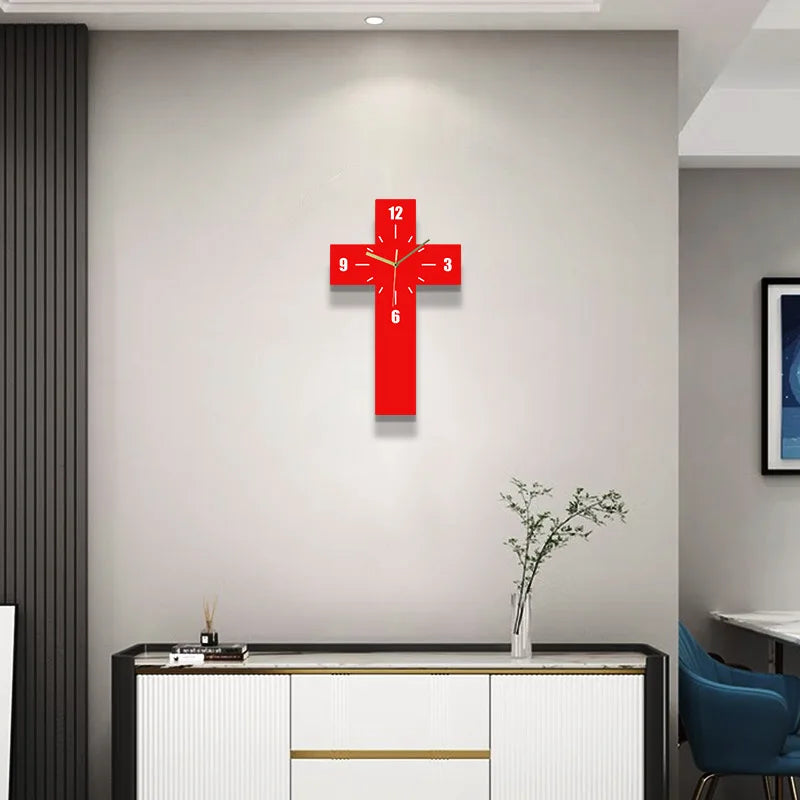 Creative Cross Clock Pendant Silent Suitable for Home Decoration Wall Decoration Halloween Room Decoration