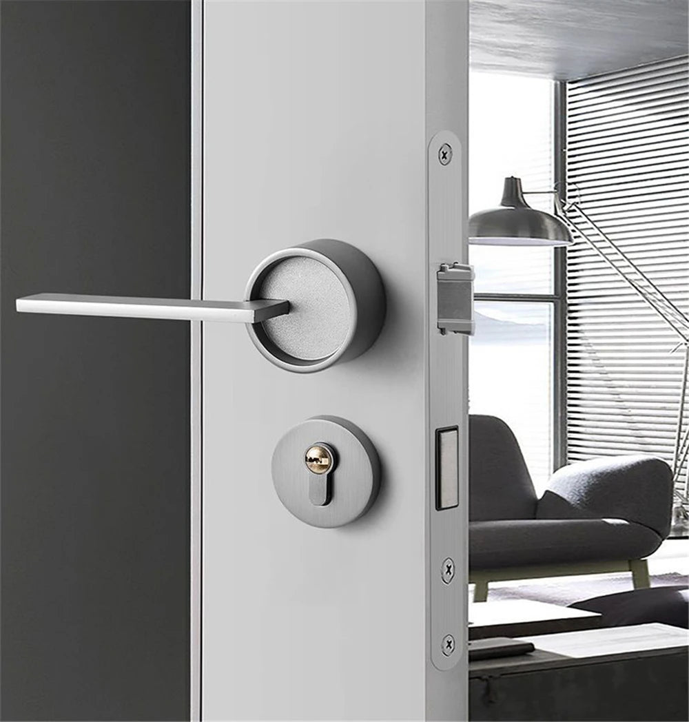 Luxury Silent Door Lock Bedroom Door Handle with Lock Interior Security Door Handle Lock Cylinder Security Mute Split Door Locks